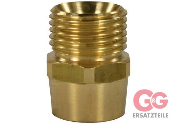 1/2"AG : 1/4"IG Gegennippel Messing Länge: 29 mm