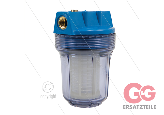 1/2" Filtergehäuse mit Filtereinsätze - Filtertasse transparent - 5" Einsatz Kunststoff