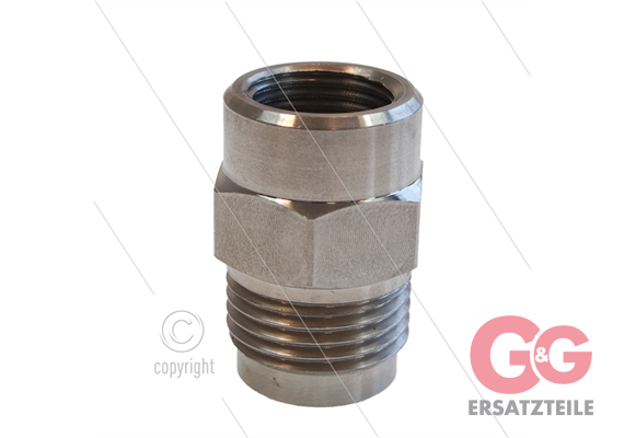 1/2" - Gegennippel - Edelstahl - 250 Bar - Ø11mm - max 150°C - Viton Dichtring - 3/8" IG