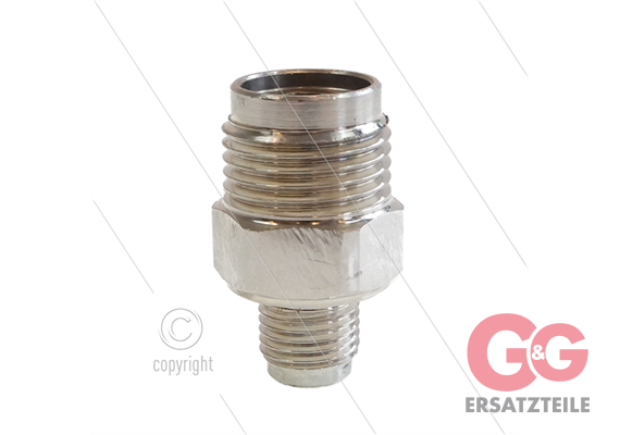1/2" - Gegennippel - Messing - 250 Bar - Ø11mm - max 150°C - Viton Dichtring - 1/4" AG