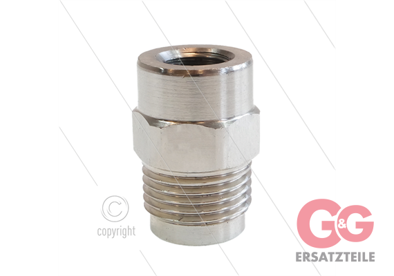 1/2" - Gegennippel - Messing - 250 Bar - Ø11mm - max 150°C - Viton Dichtring - 1/4" IG