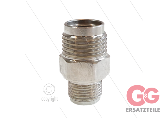 1/2" - Gegennippel - Messing - 250 Bar - Ø11mm - max 150°C - Viton Dichtring - 3/8" AG