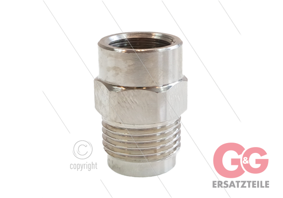 1/2" - Gegennippel - Messing - 250 Bar - Ø11mm - max 150°C - Viton Dichtring - 3/8" IG