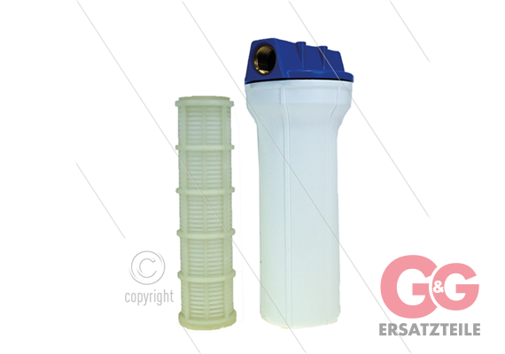3/4" Filtergehäuse mit Filtereinsätze - Filtertasse weiß - 9" Einsatz Kunststoff waschbar