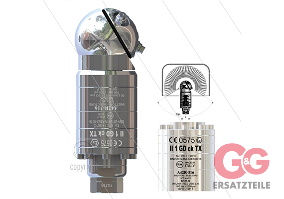 A42R-316 - 360° ATEX - selbstdrehender Tankreiniger - NSF / FDA genehmigt - 40 bis 140 Bar