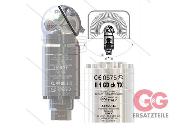 A42R-316 ATEX - selbstdrehender Tankreiniger - NSF / FDA genehmigt - 40 bis 140 Bar