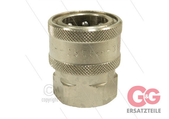 ARS220 - Kupplung - Messing - 220 Bar - max 90°C - passend zu Nilfisk-Alto - 3/8" IG