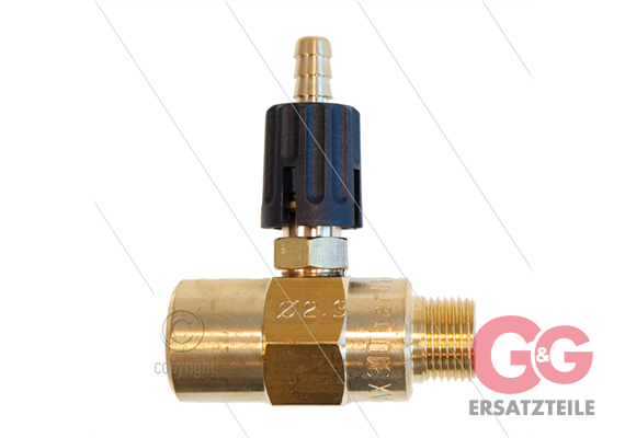 Chemieinjektor - Messing - Einstelbar - Ø2.3mm (150) - 280 Bar - 30 l/min - max 90°C - 3/8