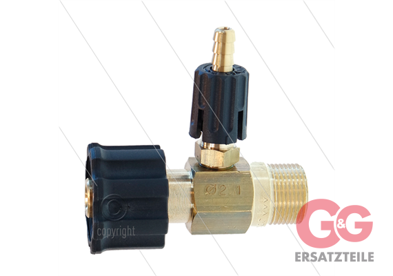 Chemieinjektor - Messing - Einstellbar - Ø2.1mm (120) - 220 Bar - 30 l/min - max 90°C - M2
