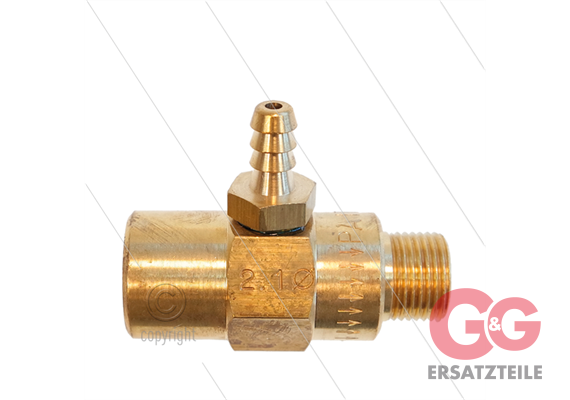 Chemieinjektor - Messing - Ø2.1mm (120) - 280 Bar - 30 l/min - max 90°C - 3/8" IG x 3/8" A