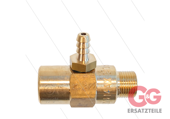 Chemieinjektor - Messing - Ø2.3mm (150) - 280 Bar - 30 l/min - max 90°C - 3/8" IG x 3/8" A