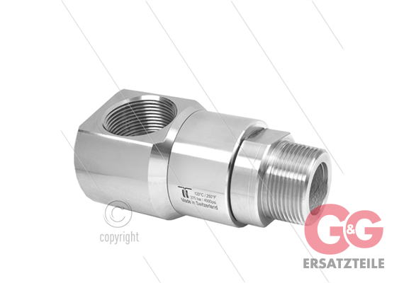 DGE Winkeldrehgelenk - einfach gelagert - 1 1/4" IG BSP x 1 1/4" AG BSPT konisches Gewinde