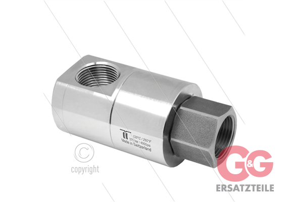 DGE Winkeldrehgelenk - einfach gelagert - 2 x 1" IG - 200 Bar - NW25 - 30 U/min -max 120°C