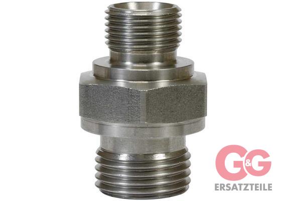 Doppelnippel 1/8"AG : 1/4"AG Edelstahl 500 bar Länge: 29 mm. Max. 150 °C