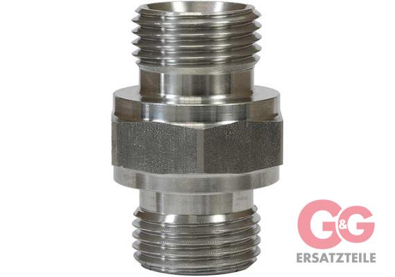 Doppelnippel 1"AG : 1"AG Edelstahl 250 bar Länge: 43 mm. Max. 150 °C