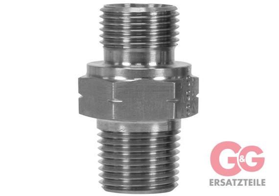 Doppelnippel 3/8"AGR : 3/8"AGN Edelstahl 315 bar Länge 38 mm, Max. 150 °C