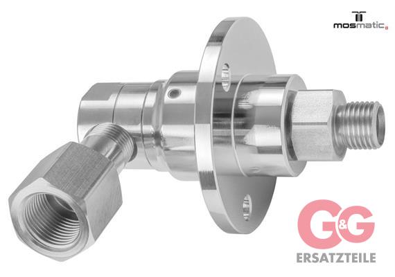 Drehgelenk-90° mit Flansch, Keramik/rf DXF-06-90° G3/8"F G1/4"M