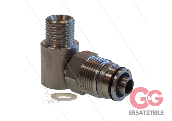 Drehgelenk Edelstahl Ramex 3/4" AG x 1/2" AG - 400 bar - NW10 - 90°C - Viton + EPDM