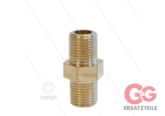 Dubbele nippel - messing - 2 x 1/8" bu