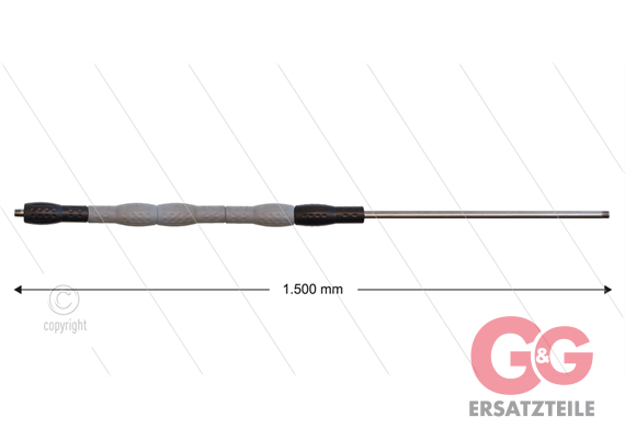 Düsenrohr 1500mm "Iso88" - Handgriff 500mm, Edelstahl, schwa