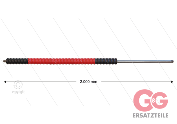 Düsenrohr 2000mm "Iso77", Edelstahl - Handgriff 500mm drehba