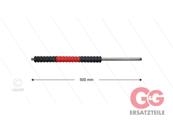 Düsenrohr 500mm "Iso77", Edelstahl - Handgriff 300mm drehbar