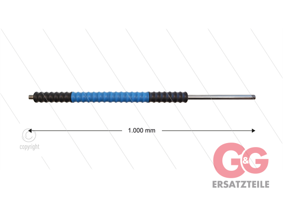 Düsenrohr "Iso77"-L=1000mm - gerade - Edelstahl - Handgriff L=400mm - schwarz/blau/schwarz