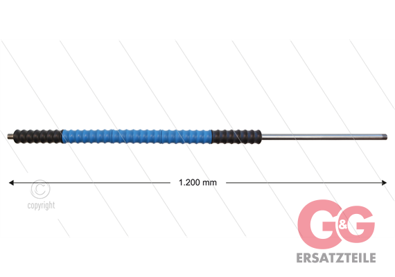 Düsenrohr "Iso77" - L=1200mm - gerade - Edelstahl - Handgriff L=500mm drehbar - schwarz/bl