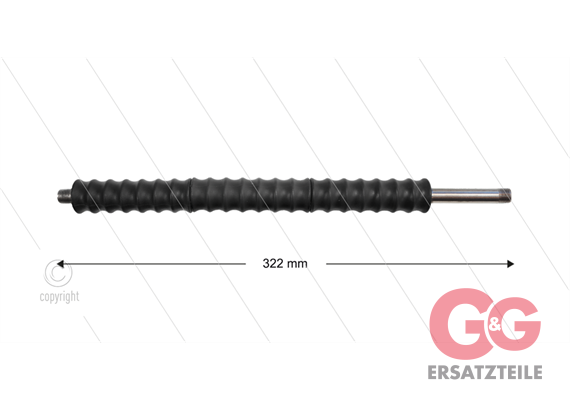 Düsenrohr "Iso77" - L=322mm - Edelstahl - Isolierung L=300mm
