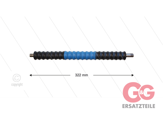 Düsenrohr "Iso77" - L=322mm - gerade - Edelstahl - Handgriff L=300mm drehbar - schwarz/bla