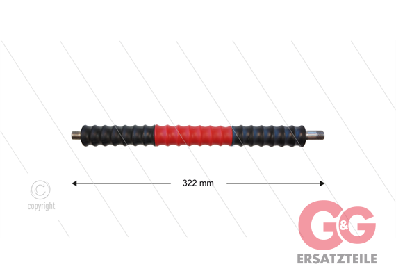 Düsenrohr "Iso77" - L=322mm - gerade - Edelstahl - Handgriff L=300mm drehbar - schwarz/rot