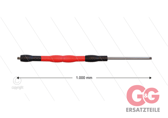 Düsenrohr "Iso88"- L=1000mm - gerade - Edelstahl - Handgriff L=400mm drehbar - schwarz/rot