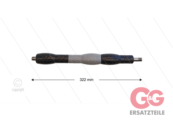 Düsenrohr "Iso88" - L=322mm - gerade - Edelstahl - Handgriff L=300mm drehbar - schwarz/gra