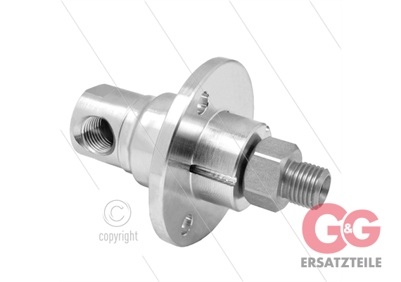 DYF Winkeldrehgelenk mit Flansch - dreifach gelagert - 1/4" AG x 1/4" AG - 275 Bar - NW6