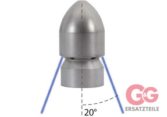 Granat-Düse 20° 1/4"IG mit Frontbohrung D=060 1 x vorn, 6 x hinten