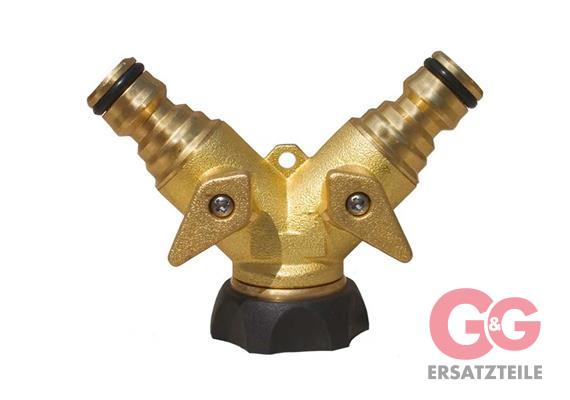 Hahnstück 3/4"IG Messing/Gummi mit 2 Ausgängen regelbaren Ausgängen
