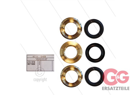 Kit 149 - Satz Messing Zwischenringe und Restop-ring Ø22mm (3x) - Serie 47