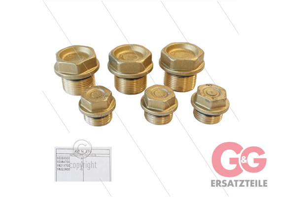 Kit 270 - Satz Ventilstopfen + O-Ringe - Messing - 3x M18x1.5x10 + 3x M24x1,5x16,7