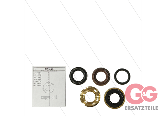Kit 28 - kompletter Dichtsatz Ø20mm für 1 Plunger - Serie 47