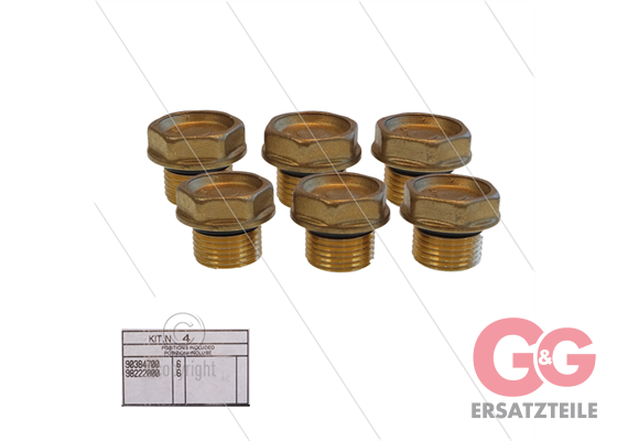 Kit 4 - Satz Ventilstopfen + O-Ringe (6x) - Messing - M24x2x16,5 - Serie 47