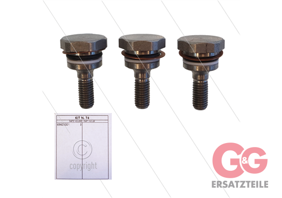 Kit 74 - Satz Plungerschrauben + Dichtungen (3x) - Serie 69 - W4 - T33 - T44 - T55