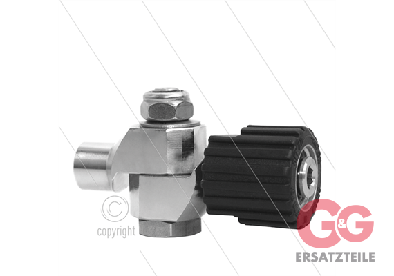 Knickgelenk M22x1,5 IG - 1/4" IG, Edelstahl, 250 bar, 120°C.