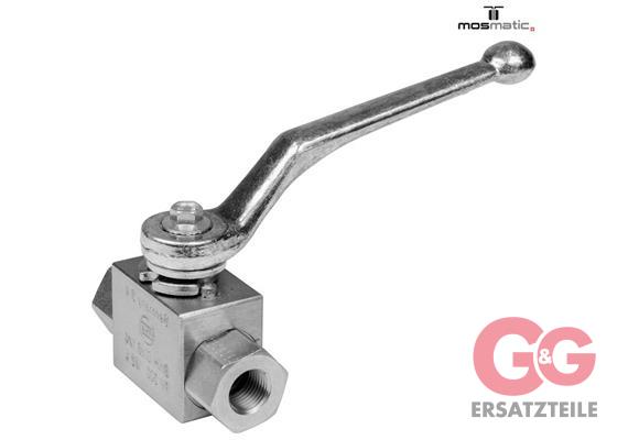 Kugelhahn 2-Weg, Stahl/verzinkt blau -KUH-10 2xG3/8"F NW6 500bar
