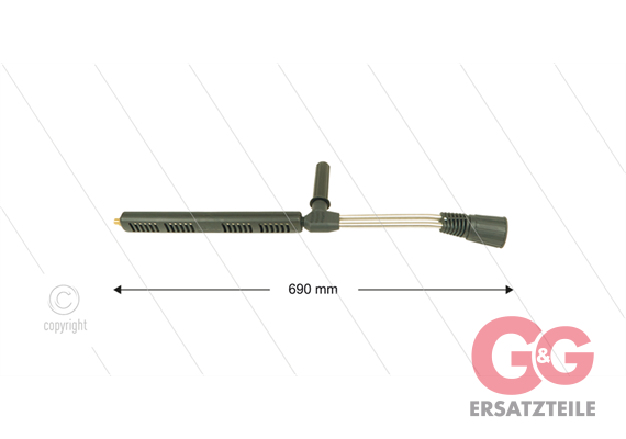 LD9 Doppellanze - mit Seitengriff - 250 bar - 690 mm - 160°C