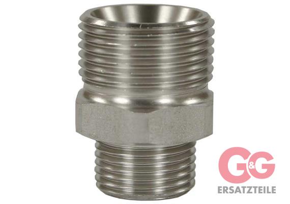 M22x1,5 : 1/2"AG Gegennippel Edelstahl Länge: 29 mm
