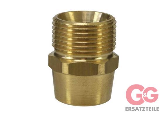 M22x1,5 AG : 1/2"IG Gegennippel Messing Länge: 29 mm