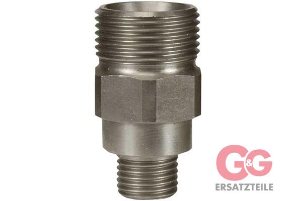 M22x1,5 AG : 1/4"AG Gegennippel Edelstahl lang Länge: 40 mm