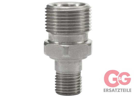 M22x1,5 AG : 1/4"AG Gegennippel Edelstahl lang Länge: 42 mm