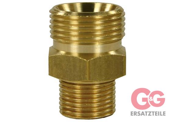 M22x1,5 AG : 1/4"AG Gegennippel Messing Länge: 29 mm
