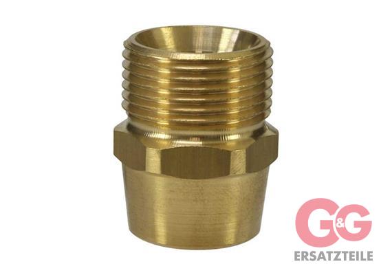 M22x1,5 AG : 1/4"IG Gegennippel Messing Länge: 29 mm